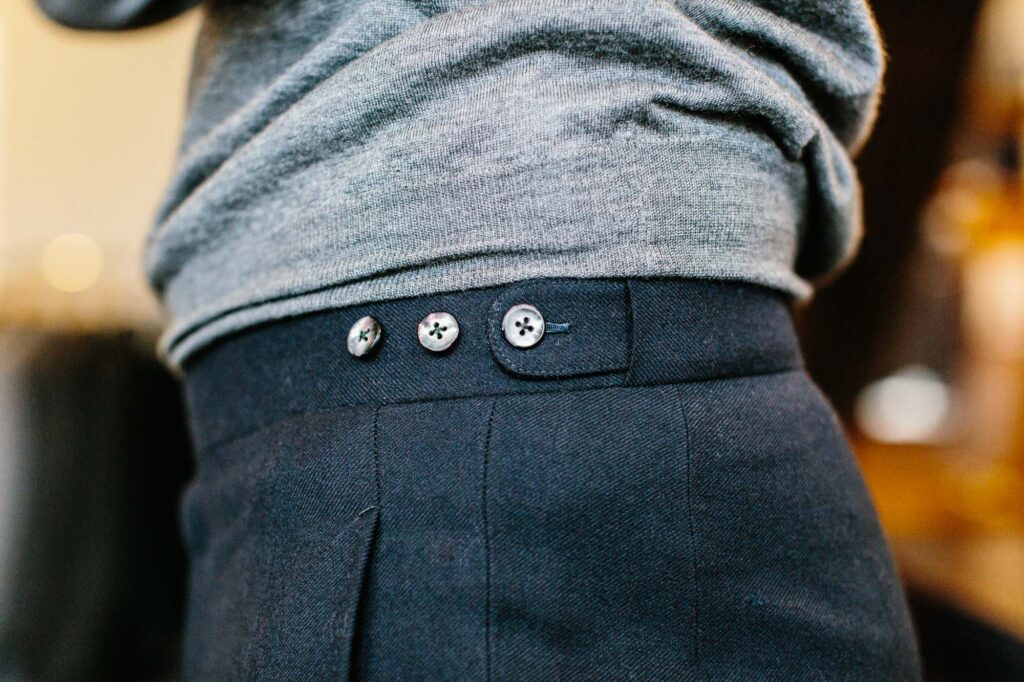 Buttons on a pair of Bespoke trousers